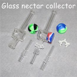 Hookahs Mini Glass Nectar with 10mm 14mm Quartz Tips Keck Clip 5ml Silicone Container Reclaimer Nectar Smoking Dab Straw