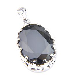 LuckyShine NEW Chirstmas Gift Jewelry Oval Natural Black Onyx Gems Pendants 925 Silver Necklace Pendant Jewelry 1'