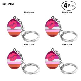 Lipstick Lesbian Key Ring Lapel Pin Flag badge Brooch Pins Badges 4PC