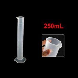 Wholesale- SOSW-Lab Set 250mL Clear White Plastic Liquid Measurement Graduated Cylinder