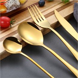 Hot selling Stainless Steel Tableware Set Knife Fork Spoon Steak Knife 14 style Titanium plated Western tableware T9I00205