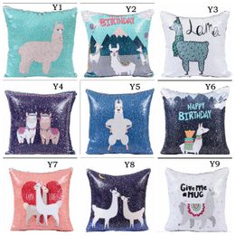 Mermaid Sequin Pillow Case Alpaca Pillows Cover Cushion Car Waist Pillowslip Reversible Throw Pillow Case Home Sofa Decor Pillowcases TL79