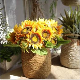 Simulated Sunflower Faux Floral bunches of false flowers Wedding handkerchiefs with silk flower Home Furnishing decoration
