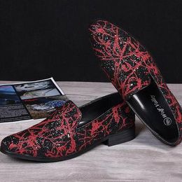 Fashion Mens Business Leisure Loafer Shoes British Red Slip On Leather Shoes For Mens Flat Shoes Casual 38-46