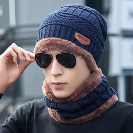 Inverno Gorros Homem e da Mulher Wool Hat Knit Outono Inverno Hat Balaclava Hat duas peças chapéus grossista das mulheres dos homens da forma do inverno Tampão