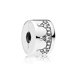Brand jewelry accessories CZ diamond Crown Beads Clips Original box for Pandora 925 Sterling Silver Charms Bracelet Jewelry Making
