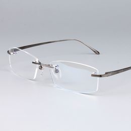 Luxury-2019 NEW style Ultra-light Pure-Titanium Business style rimless square optical frame prescription eyewear durable eyeglasses 6379