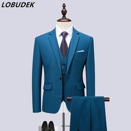 Bridegroom Business Formal Men's Dress Slim Suits Male Singer Performance Host Outfits Evening Party Chorus Suit 12 Colours