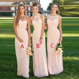 Women's Light Pink Bridesmaid Dress vestido de la dama de Honour Party Gown Wedding Prom Dress