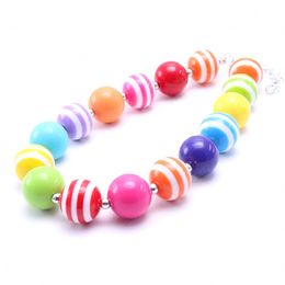 Colorful Acrylic Beads Necklace Girls Baby Chunky Bubblegum Necklace Cute Kids Children Beaded Necklace Jewelry