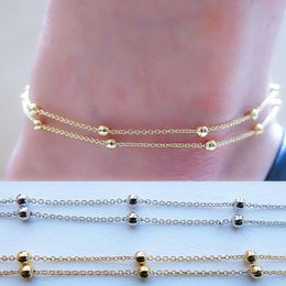 Vintage Fashion Summer Beach Anklet Bracelet Copper Beaded Chain Foot Jewellery Pearl Bead Gold Silver Chain Anklets Foot Chain for Women