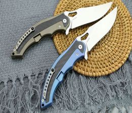 Flipper Folding Knife 100% Real M390 Satin Finish Blade Carbon Fibre + TC4 Titanium Handle Ball Bearing Knives