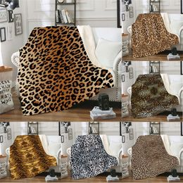 150*130CM Throw Blankets Leopard Sherpa Blankets Square Picnic Blanket Kids Couch Soft Plush Bedspreads Thin Quilt 12 Designs M797