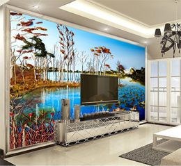 Photo 3d Wallpaper Beautiful Oil Painting Beautiful Lake Scenery Wallpaper Customized Wallpaper For Walls Home Decoration