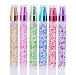 Multi Color 10ml Unique Printing 6 Colors Mini Atomizer Glass Spray Perfume Bottles Travel Small Vaporisateur Perfume SN3530