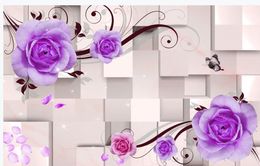 3d stereoscopic wallpaper rose pattern reflection TV background wall painting 3d wallpapers