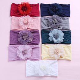 Girls chiffon flower headbands boutique stereo Foral Kids princess hairbands children soft elastic Hair Bows Party hair accessories Y2924