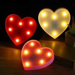marquee lights UK - Letter Lamps Indoor Decorative Nights Lamps LED Night Light Romantic 3D Love Heart Marquee Wedding Party Decoration