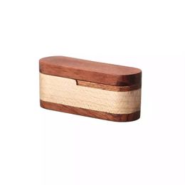 Natural Wood Smoking Philtre Tube Portable Multifunction Rotating Storage Box Innovative Design Dry Herb Tobacco Case Container Handpipe DHL