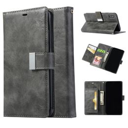 For Iphone 8 7 6 Plus 5 X XS MAX XR Premium PU Leather TPU Wallet With Kickstand Feature Card Pocket Phone Case Cover