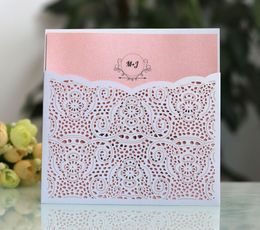 Laser Cut Invitations OEM Support Customised Butterfly Folded Hollow Wedding Party Invitation Cards With Envelopes BW-HK136