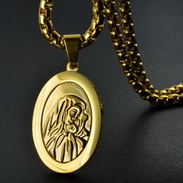 Men Women 18k Yellow Gold Filled The Virgin Mary Pendant Chain Necklace N250ABC