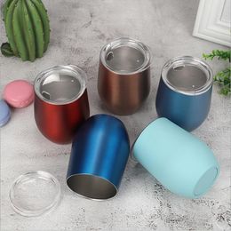 Tumbler Stainless Steel Water Bottle Beer Coffee Mugs Eggshell Cocktail Wine Glass Vacuum Insulated Glass Kitchen Bar Drinkware 12OZ A7277