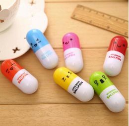 Pill Shape Retractable Ball Point Pen Rollerball Pens Creative Stationery Students Children's Gifts DHL Free Shipping