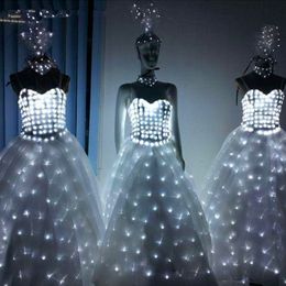 LED Wedding Dress Luminous Suits Light Clothing Glowing Wedding Skirt LED Wings For Women Ballroom Dance Dress