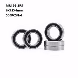 500pcs/lot MR126RS MR126-2RS Bearings MR126 RS 2RS 6x12x4mm Deep groove Ball Bearing Mini 6*12*4mm