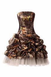 2019 New Sexy Camo Tulle Mini Lace-Up Ball Gown Prom Dresses Plus Size Homecoming Cocktail Party Special Occasion Gown Vestido Fiesta BH28