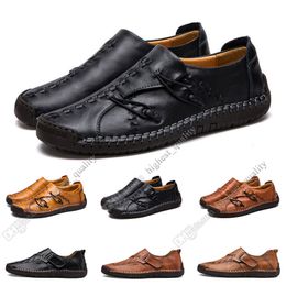 new Hand stitching men's casual shoes set foot England peas shoes leather men's shoes low large size 38-48 Ten