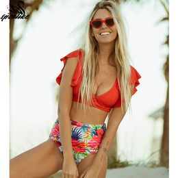 2019 Necked Girls Bikini Floral Bikini Set Mit Gekrauseltem Saum Damen Flora V Ausschnitt 2019 Necked Girls Bikini Floral Bikini Set Mit Gekrauseltem Saum Damen Flora V Ausschnitt
