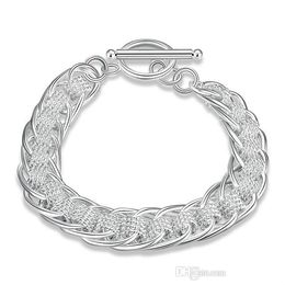 Wholesale- Bracelet 925 Silver Many Circle Charm Bracelets Jewellery for Women Men Wholesale 925 sterling silver plated Chain link bracelets