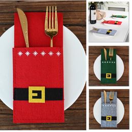 Christmas Tableware Holders Decoration Santa Claus Belt Snowman Knife And Fork Bags Covers For Xmas Party Dinner Table Decor WX9-1693