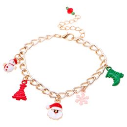 Fashion-Christmas Bracelets Hollow Snowflake Bell Sleigh Christmas Jewelry For Women W4