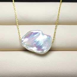 collana di perle del tasto Sconti 100% naturale collana di perle barocche S925 ciondolo in argento pulsante collana di perle per le donne gioielli di moda fai da te regalo regalo di nozze