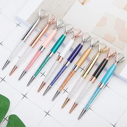 Creative Crystal Glass Kawaii Ballpoint Pens Big Gem Ball Pen With Large Diamond 10 Colours School Office Supplies