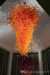 New Style Orange Crystal Chandelier Pendant Lamps Big Free Air Shipping Modern Art Glass Hand Blown Glass Chandelier Light