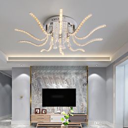 New Hot Chrome Crystal Modern Led Ceiling Lights for living room bedroom Study Room lustres chandelier lighting LED Ceiling Lamp