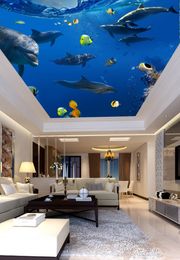 Custom ceilings Ocean World Dolphin 3d Ceiling 3d ceiling murals wallpaper