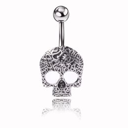Sexy Wasit Belly Dance punk vintage skull Body Jewellery Stainless Steel Navel & Bell Button Piercing Dangle Rings For Women