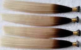 Fusion Flat Tip Human Hair Extension Keratin Hair 100g High Quality ombre #2 Darkest Brown/#60 Blonde