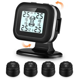 ZEEPIN C120 Tire Pressure Monitoring System Universal Real-time Tester Angle-adjustable Display 4 External Sensors