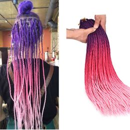 Senegalese Twist Ombre Synthetic Braiding Hair 24Inch 30Roots Three Colour Crochet Braids Twist Synthetic Hair Extensions