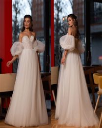 Glitter Wedding Dresses With Detachable Sleevele Appliqued Lace Beaded Sequins Bridal Gown Sweep Train Custom Made Robes De Mariée Cheap