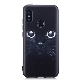 Black Cat Pattern TPU Relief Case for Xiaomi Mi A2 Lite