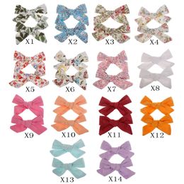 New Simple girl hair bows Flowers Print Bow Design Girl Clippers Girls Hair Clips Hair Accessory Multi Choice