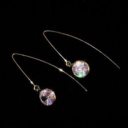 new ins fashion designer luxury simple zircon diamond super glittering dangle chandelier clip on earrings for woman girls