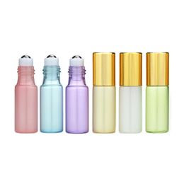 5ML Pearl Colour Glass Roll On Bottle with Metal Roller Ball Essential Oil Perfume Ball Bottle WB2408